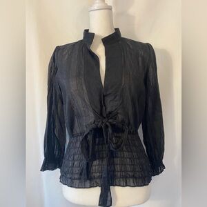 Guess Dark Romantic Fairygrunge Whimsygoth 100% Cotton Gauze Smocked Waist Top S